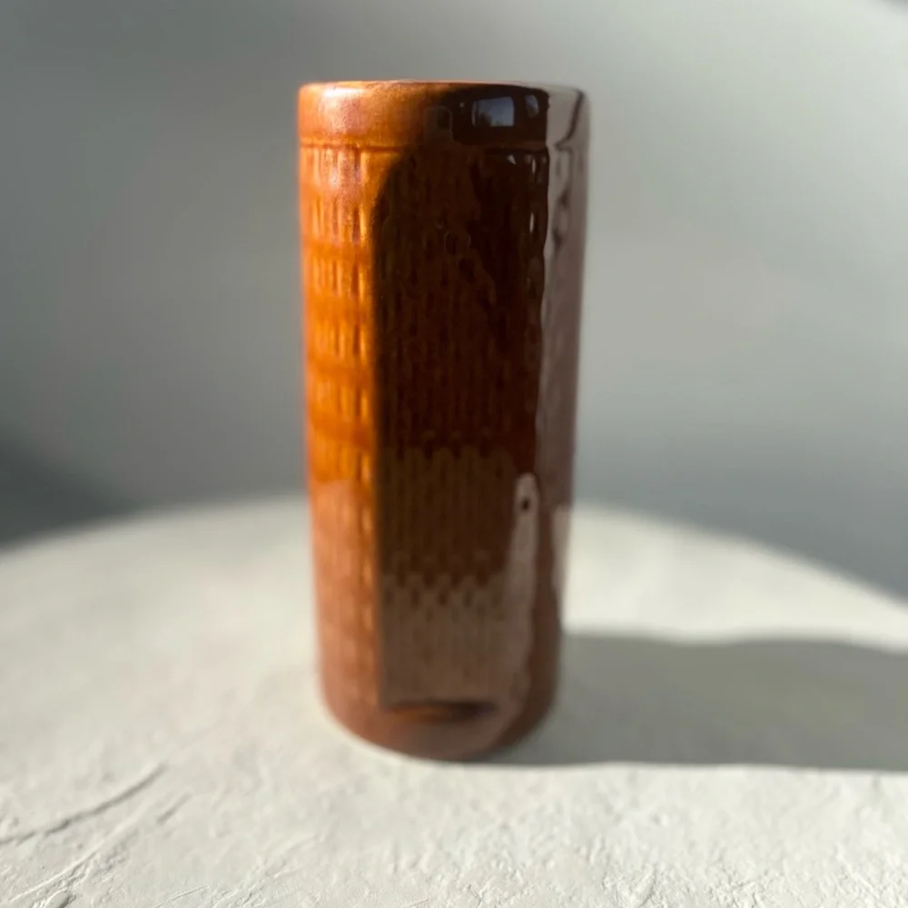 VINTAGE BROWN TROPICAL TIKI VIBES MUG GLASS CERAMIC BARWARE TUMBLER‎